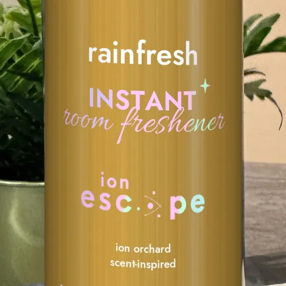 Label of the Ion Escape Instant Room Freshener, close up