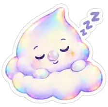Rintik sleeping on a cloud, sticker art